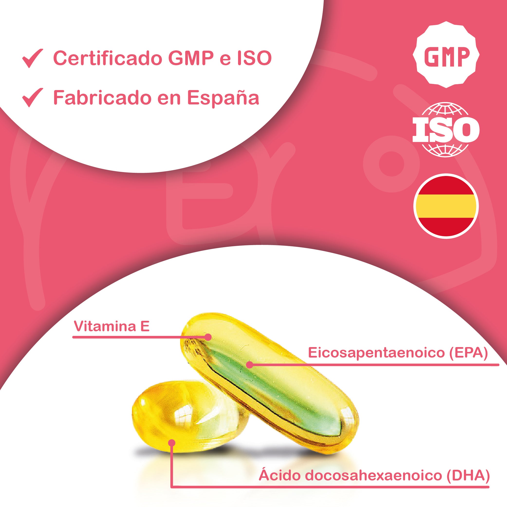 HN Nutrición Saludable Omega 3 Capsulas 2000 mg a Base de Aceite de Pescado Omega3-240 Perlas Blandas de Ácidos Grasos Omega 3 700mg EPA - 500mg DHA 1000mg Alta Concentración EPA – DHA con Vitamina E 120 Cap. (2 Botes)