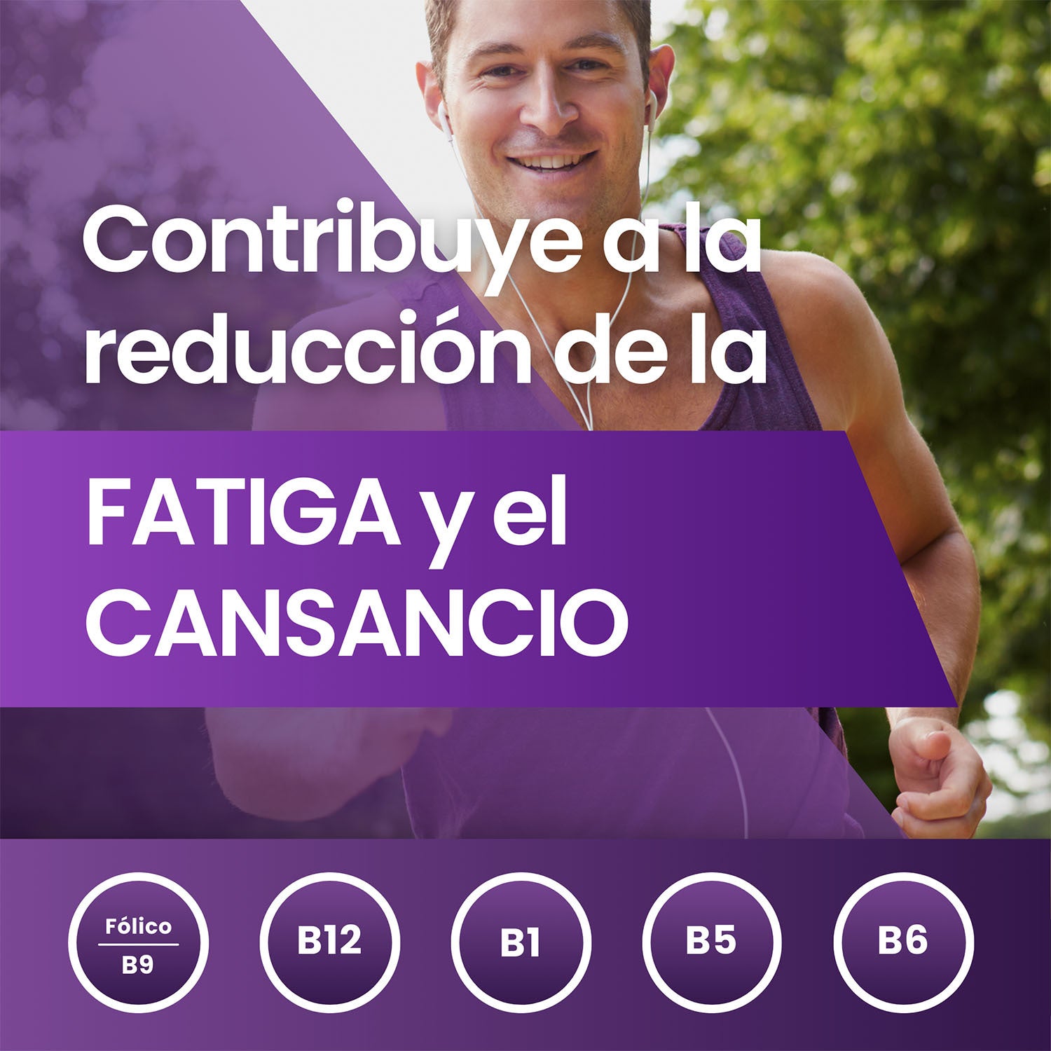 Complejo de vitamina B en dosis altas, 180: B1, B2, B3, B5, B6, B7, B9, B12, cianocobalamina, biotina pura, niacina, tiamina B1 pura, riboflavina B2, ácido pantoténico